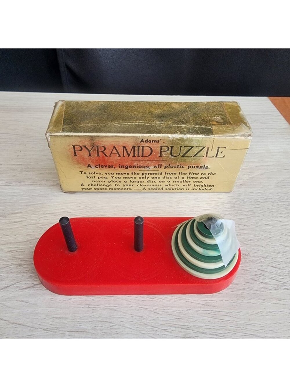 Vintage Adams' Pyramid Puzzle 1950s Classic Brain Teaser with Original Box